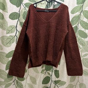LA MIEL rust V-Neck Sweater